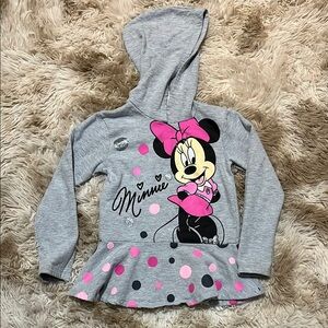 Disney Minnie Mouse Gray and Pink Hoodie Sweatshirt